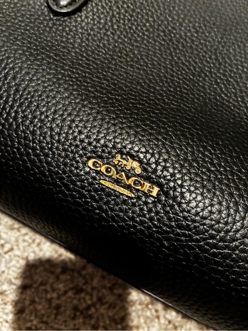 Coach Brooklyn Carryall 28 Black Pebbled Leather Purse Gold Hardware - NO STRAP - Picture 5 of 16